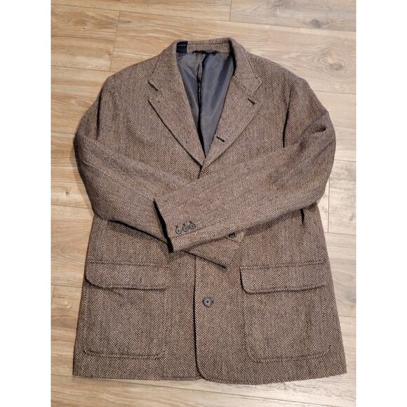 VTG Abercrombie & Fitch Harris Tweed Sport Coat Blazer Wool Men's Sz XL Brown - Picture 2 of 13